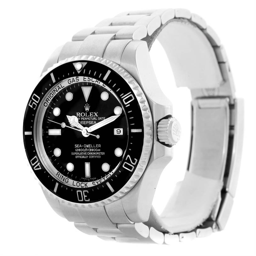 The image shows a Rolex Sea-Dweller 116660 Men's Stainless Steel Black Dial 116660 Men's Stainless Steel Black Dial watch from a front and slightly angled side view, highlighting the face, bezel, and bracelet.