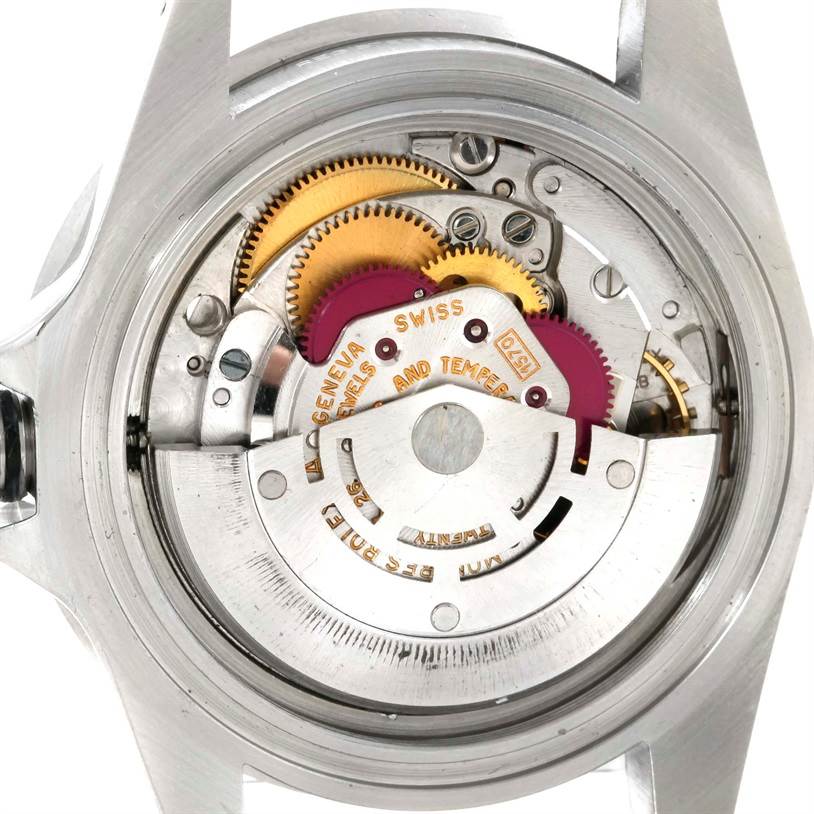 This image shows the internal movement mechanism of the Rolex Sea-Dweller 1665 Men's Stainless Steel Black Dial 1665 Men's Stainless Steel Black Dial watch from a rear angle.