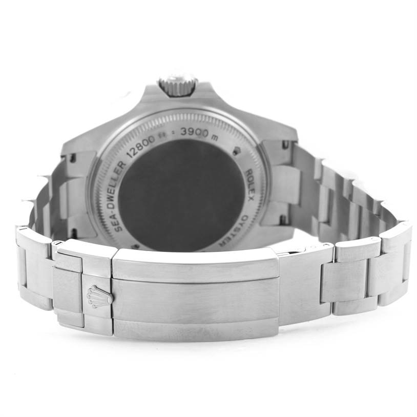 The image shows the back case and bracelet of the Rolex Sea-Dweller 116660 Men's Stainless Steel Blue Dial 116660 Men's Stainless Steel Blue Dial watch from a rear angle.