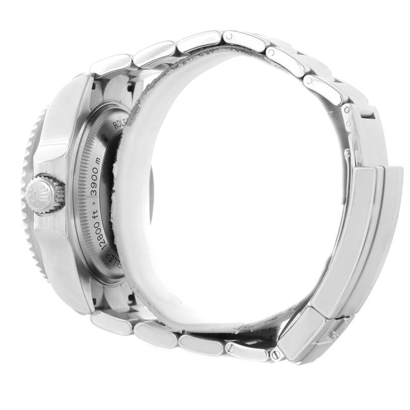 The image shows the side view of a Rolex Sea-Dweller 116660 Men's Stainless Steel Blue Dial 116660 Men's Stainless Steel Blue Dial watch, displaying the casing, bracelet, and clasp.