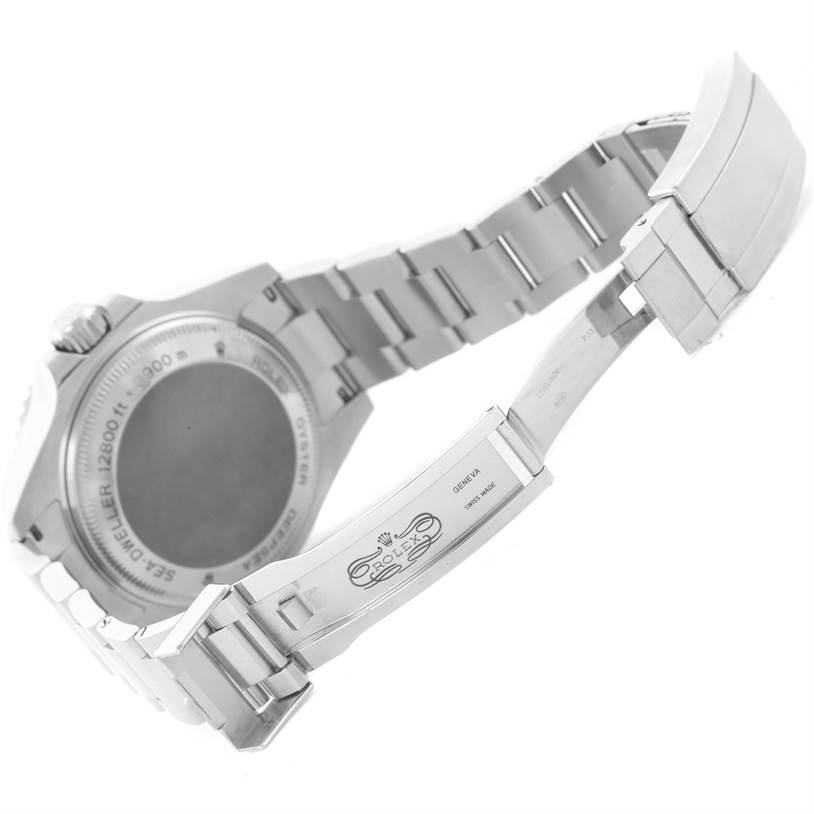 The image shows the backside and clasp of the Rolex Sea-Dweller 116600 Men's Stainless Steel Black Dial 116600 Men's Stainless Steel Black Dial watch, displaying the case back and the metal bracelet.