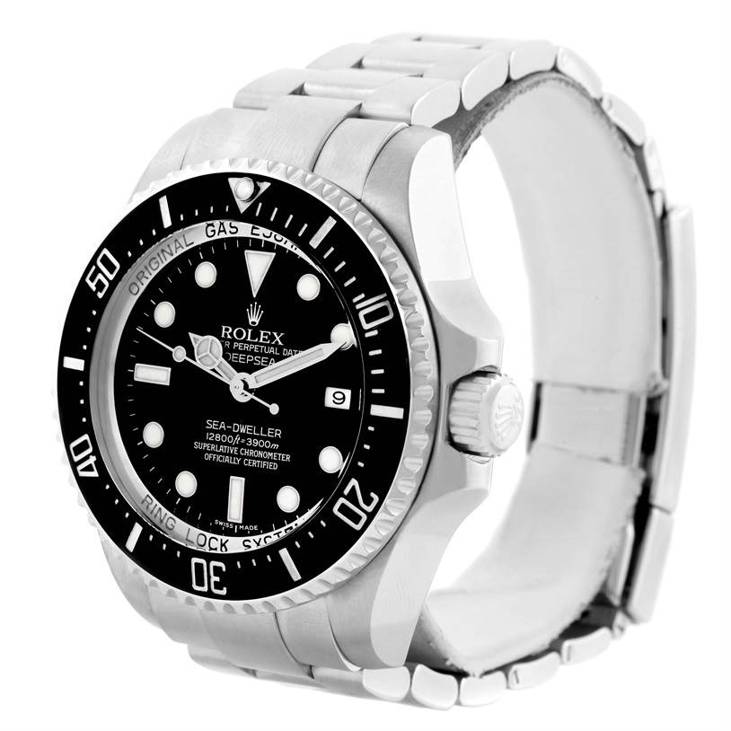 The image shows a Rolex Sea-Dweller 116600 Men's Stainless Steel Black Dial 116600 Men's Stainless Steel Black Dial watch at a slight angle, displaying the front face, bezel, crown, and part of the bracelet.
