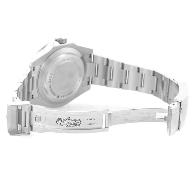 The image shows the back and clasp of a Rolex Sea-Dweller 116600 Men's Stainless Steel Black Dial 116600 Men's Stainless Steel Black Dial watch, highlighting its bracelet and the inside of the clasp.