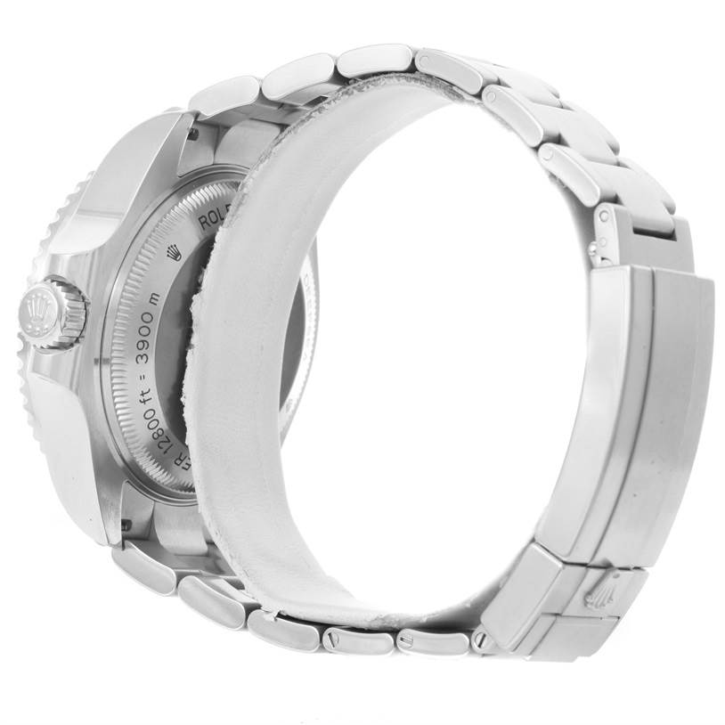 The image shows the side and back of the Rolex Sea-Dweller 116660 Men's Stainless Steel Black Dial 116660 Men's Stainless Steel Black Dial watch, featuring its bracelet and clasp.