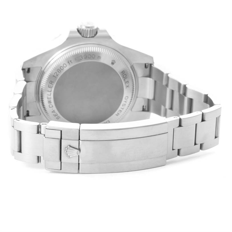 The image shows the back and bracelet of a Rolex Sea-Dweller 116660 Men's Stainless Steel Black Dial 116660 Men's Stainless Steel Black Dial watch.