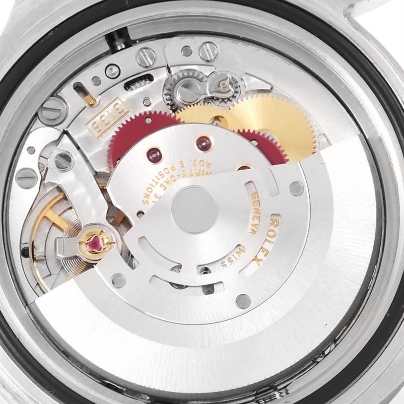 This image shows a close-up view of the movement mechanism of a Rolex Sea-Dweller 16600 Men's Stainless Steel Black Dial 16600 Men's Stainless Steel Black Dial watch.
