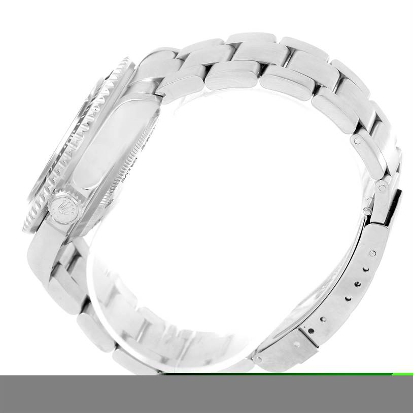 The image shows a side profile of a Rolex Sea-Dweller 16600 Men's Stainless Steel Black Dial 16600 Men's Stainless Steel Black Dial watch, highlighting the case, bracelet, and clasp.