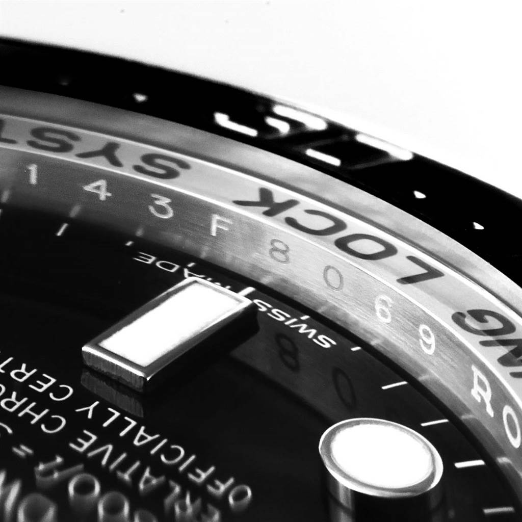 The image shows a close-up view of the dial and bezel edge of the Rolex Sea-Dweller 116660 Men's Stainless Steel Blue Dial 116660 Men's Stainless Steel Blue Dial watch, focusing on the markers and part of the "RING LOCK" text.