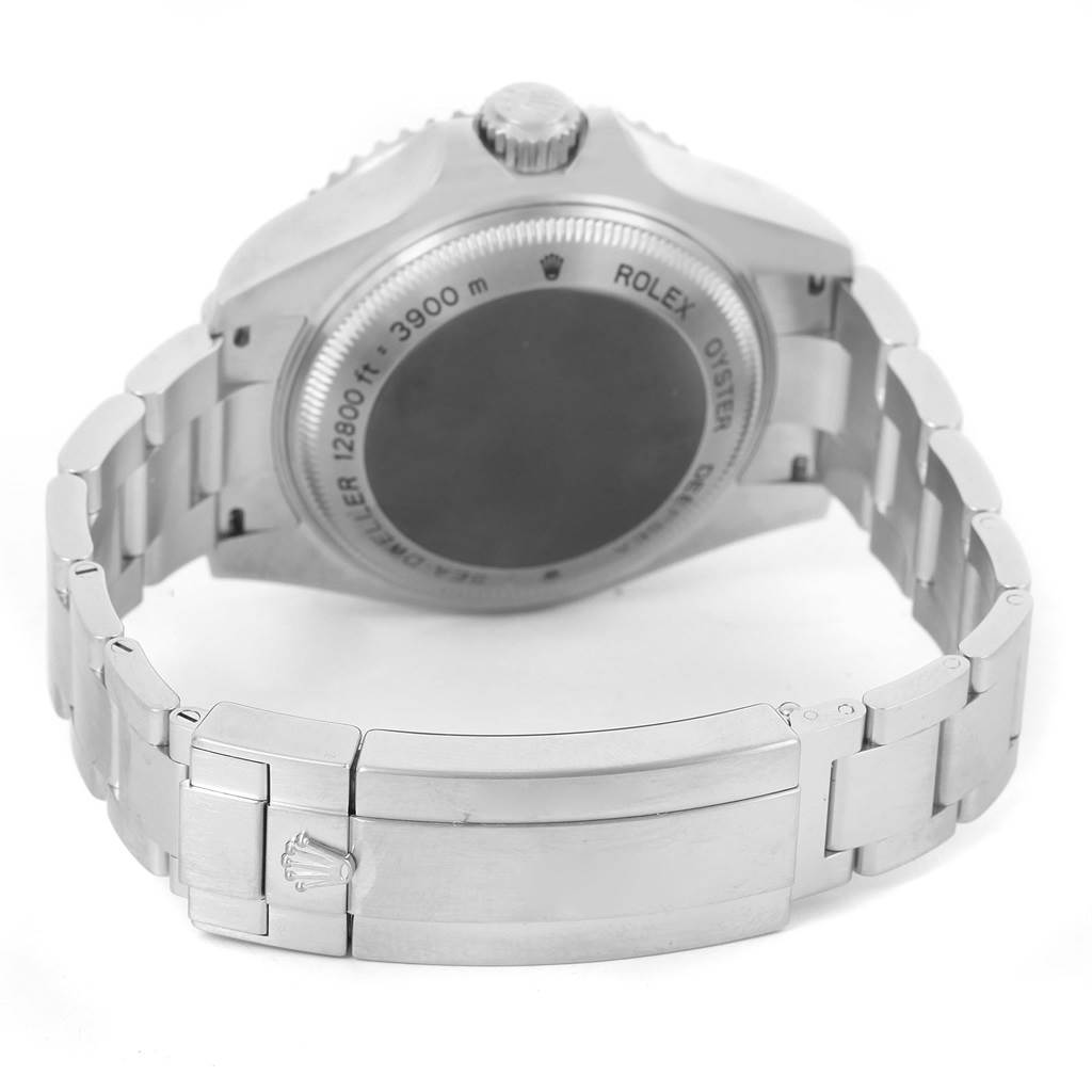 The image shows the back view of a Rolex Sea-Dweller 116660 Men's Stainless Steel Blue Dial 116660 Men's Stainless Steel Blue Dial watch, highlighting its case back, bracelet, and clasp.