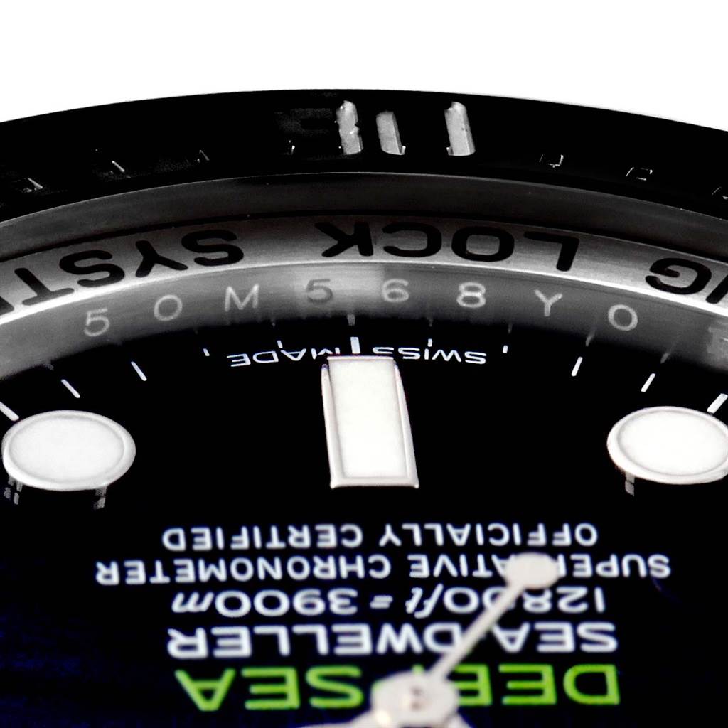The close-up image shows the dial and part of the bezel of a Rolex Sea-Dweller 116660 Men's Stainless Steel Blue Dial 116660 Men's Stainless Steel Blue Dial watch with the "Ring Lock System" text visible.
