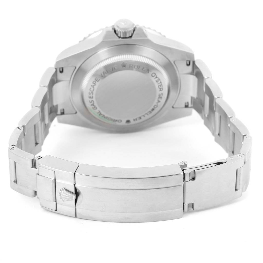 This image shows the back and clasp of a Rolex Sea-Dweller 116600 Men's Stainless Steel Black Dial 116600 Men's Stainless Steel Black Dial watch, angled from the rear.