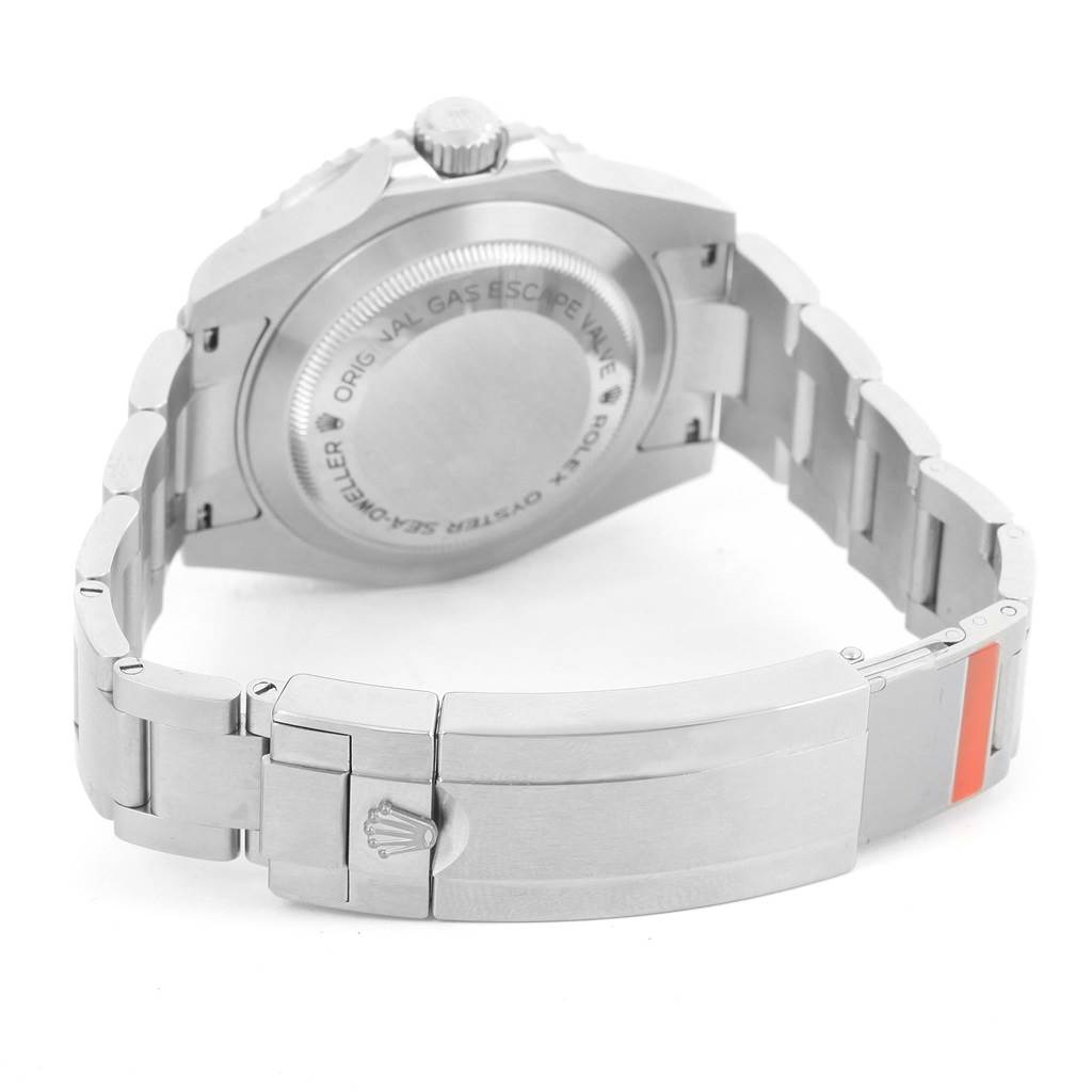 This image shows the back case and bracelet clasp of a Rolex Sea-Dweller 116600 Men's Stainless Steel Black Dial 116600 Men's Stainless Steel Black Dial watch, viewed from behind.