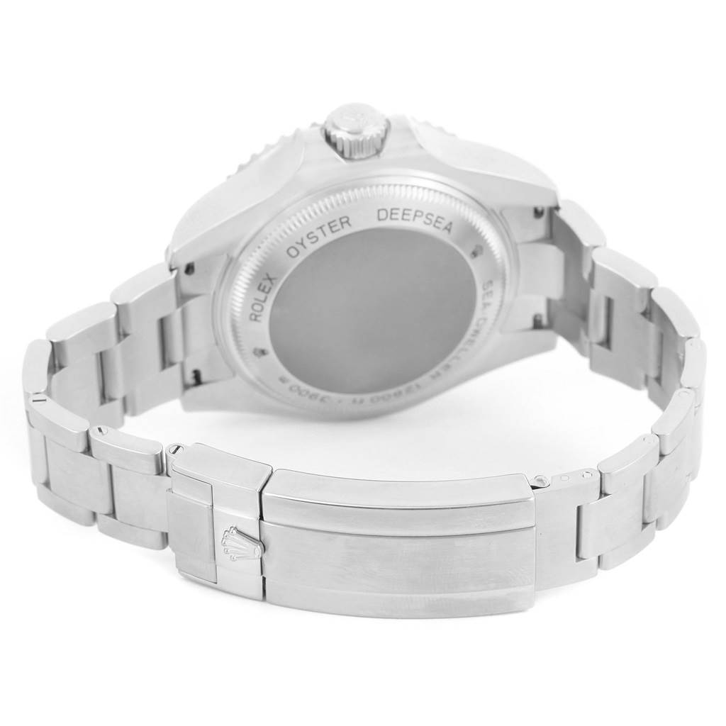 The image shows the back case and bracelet of a Rolex Sea-Dweller 116660 Men's Stainless Steel Black Dial 116660 Men's Stainless Steel Black Dial watch, focusing on the clasp and case back.