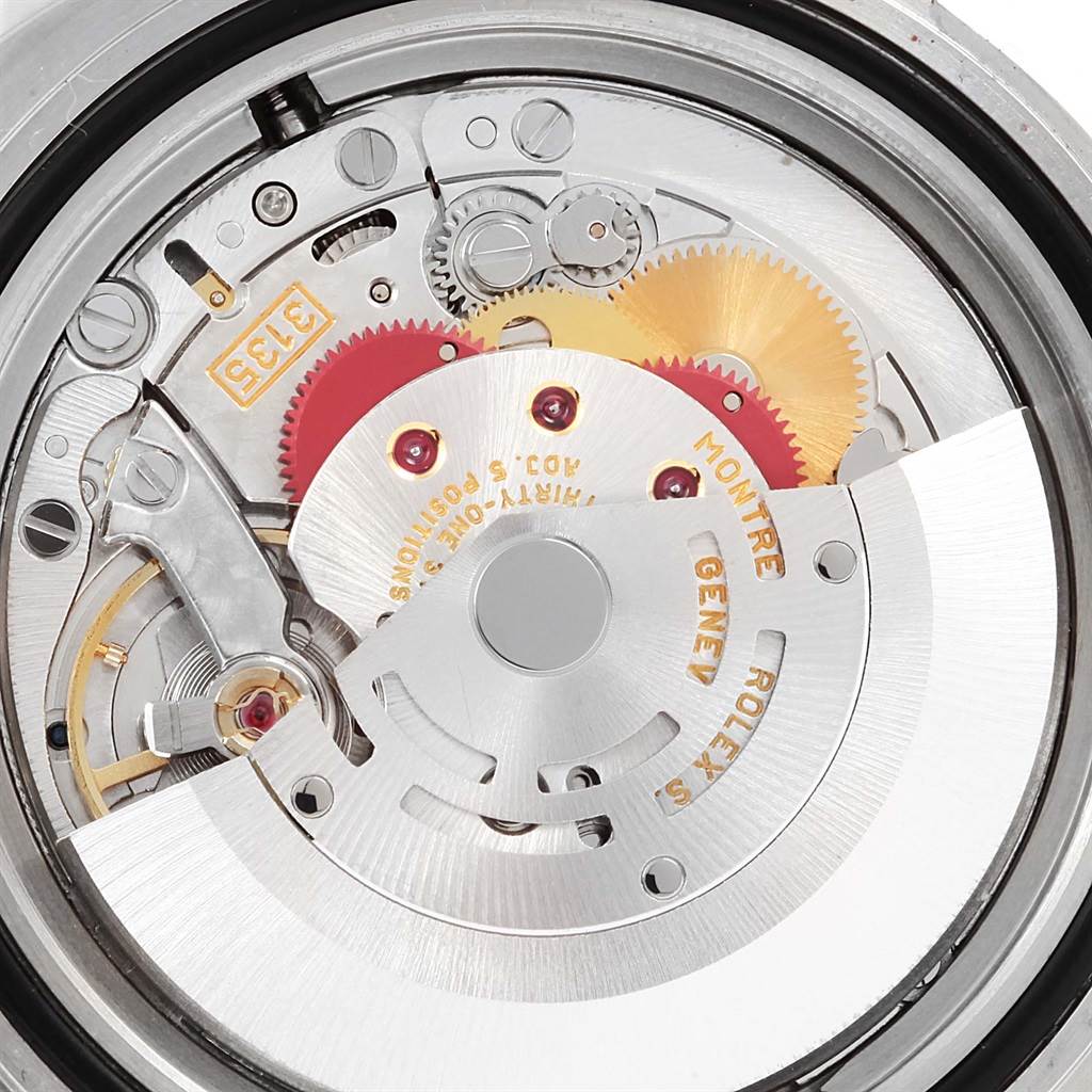 The image shows the internal movement mechanism of the Rolex Sea-Dweller 16600 Men's Stainless Steel Black Dial 16600 Men's Stainless Steel Black Dial watch at an overhead angle.