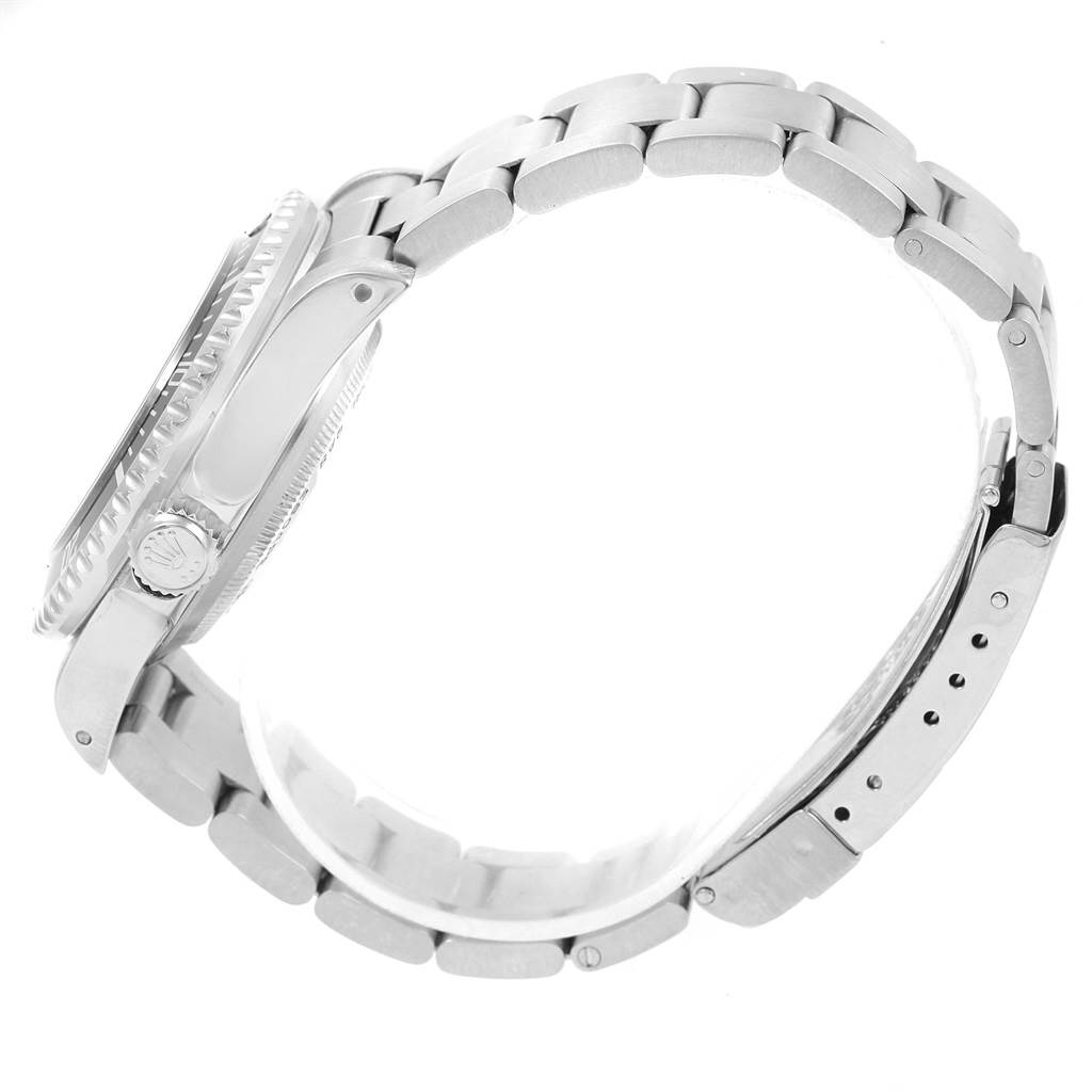 The image shows a side profile of the Rolex Sea-Dweller 16600 Men's Stainless Steel Black Dial 16600 Men's Stainless Steel Black Dial watch, focusing on the bracelet, case, and crown.