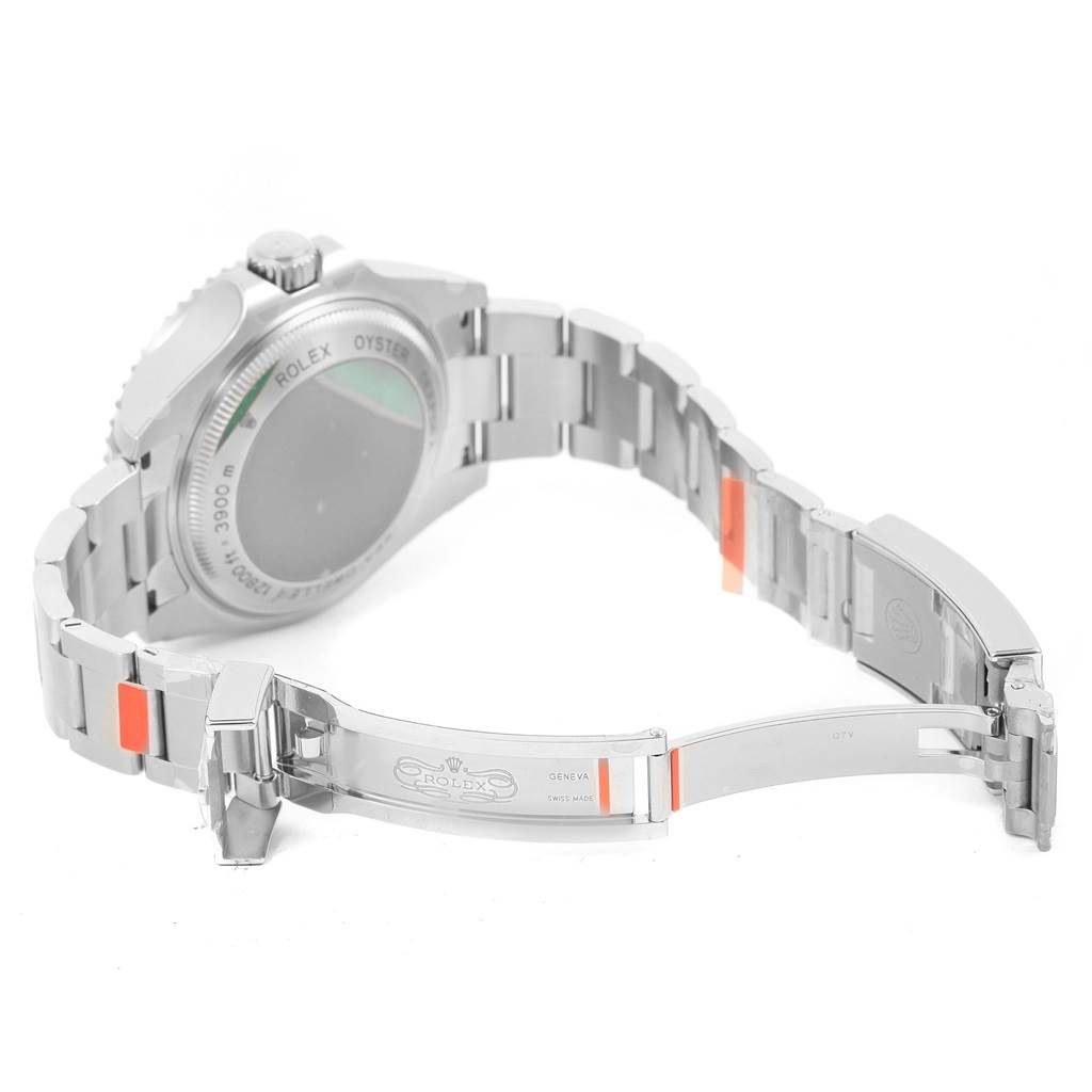 The image shows the back and partially opened clasp of a Rolex Sea-Dweller 116660 Men's Stainless Steel Black Dial 116660 Men's Stainless Steel Black Dial watch, with the bracelet and case back visible.