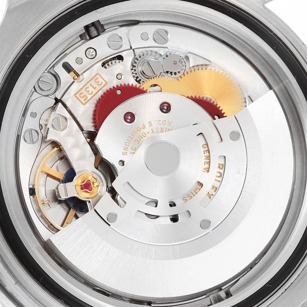 The image shows the intricate movement of the Rolex Sea-Dweller 116600 Men's Stainless Steel Black Dial 116600 Men's Stainless Steel Black Dial model, viewed from the back case.