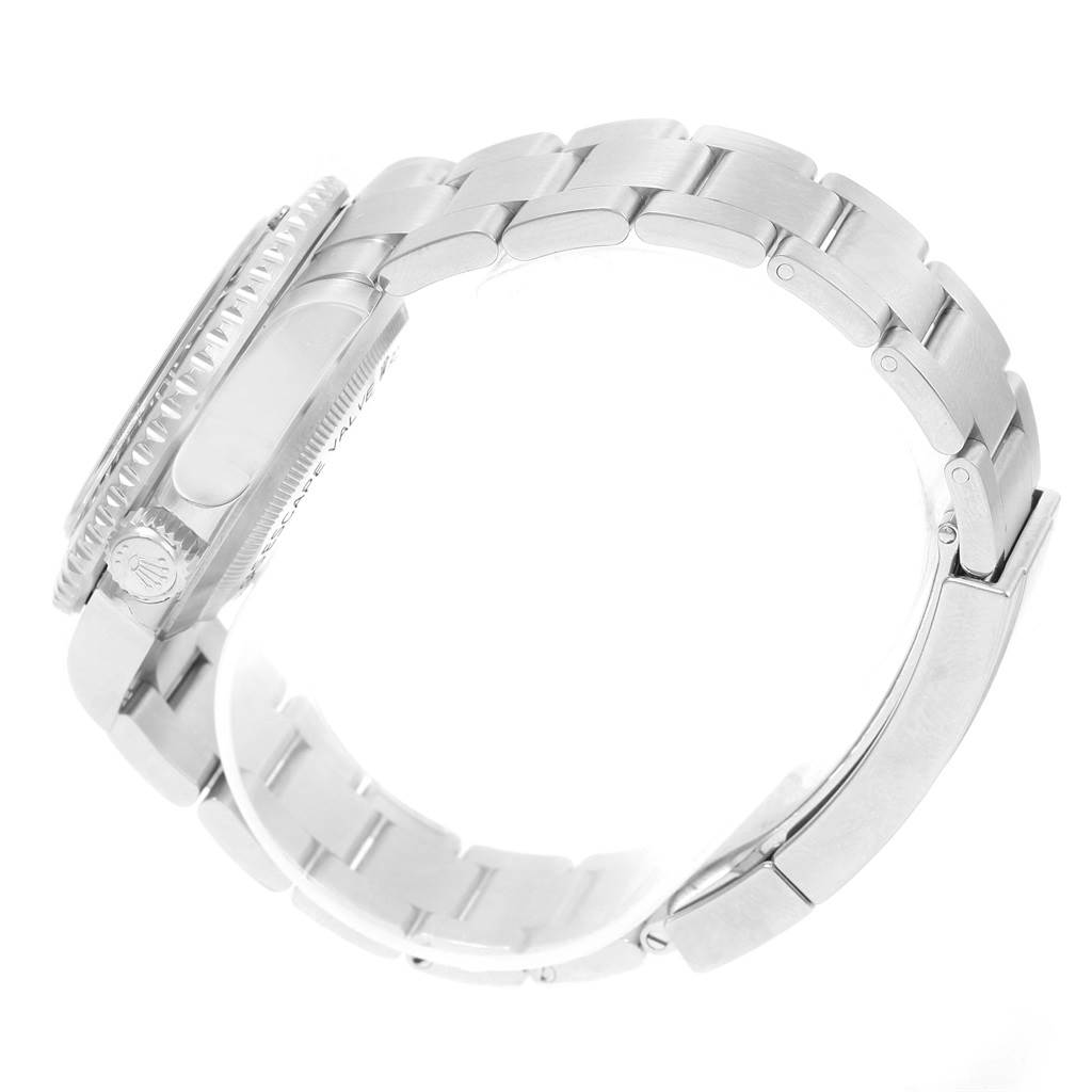 This image shows the side view of the bracelet and clasp of a Rolex Sea-Dweller 116600 Men
s Stainless Steel Black Dial 116600 Men
s Stainless Steel Black Dial watch.