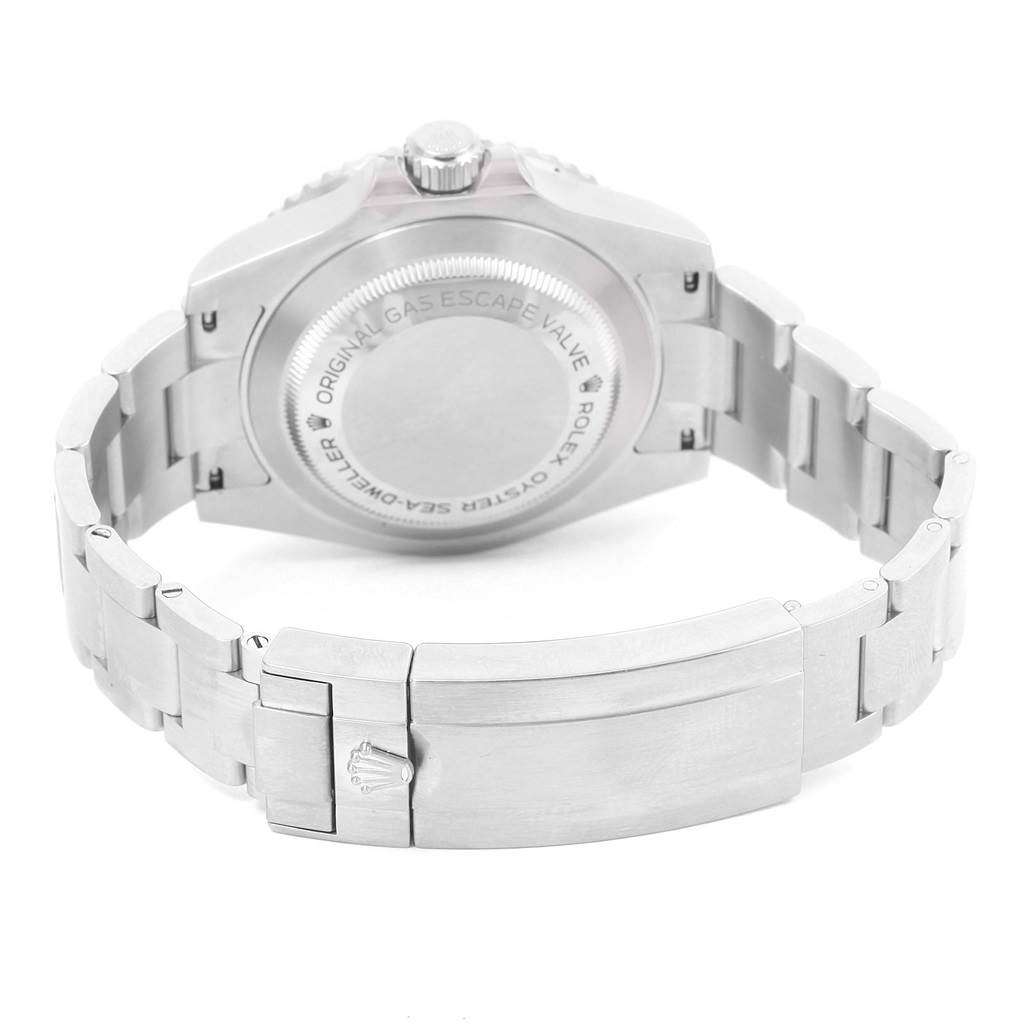 The image shows the back casing and bracelet clasp of the Rolex Sea-Dweller 116600 Men
s Stainless Steel Black Dial 116600 Men
s Stainless Steel Black Dial watch from a rear angle.