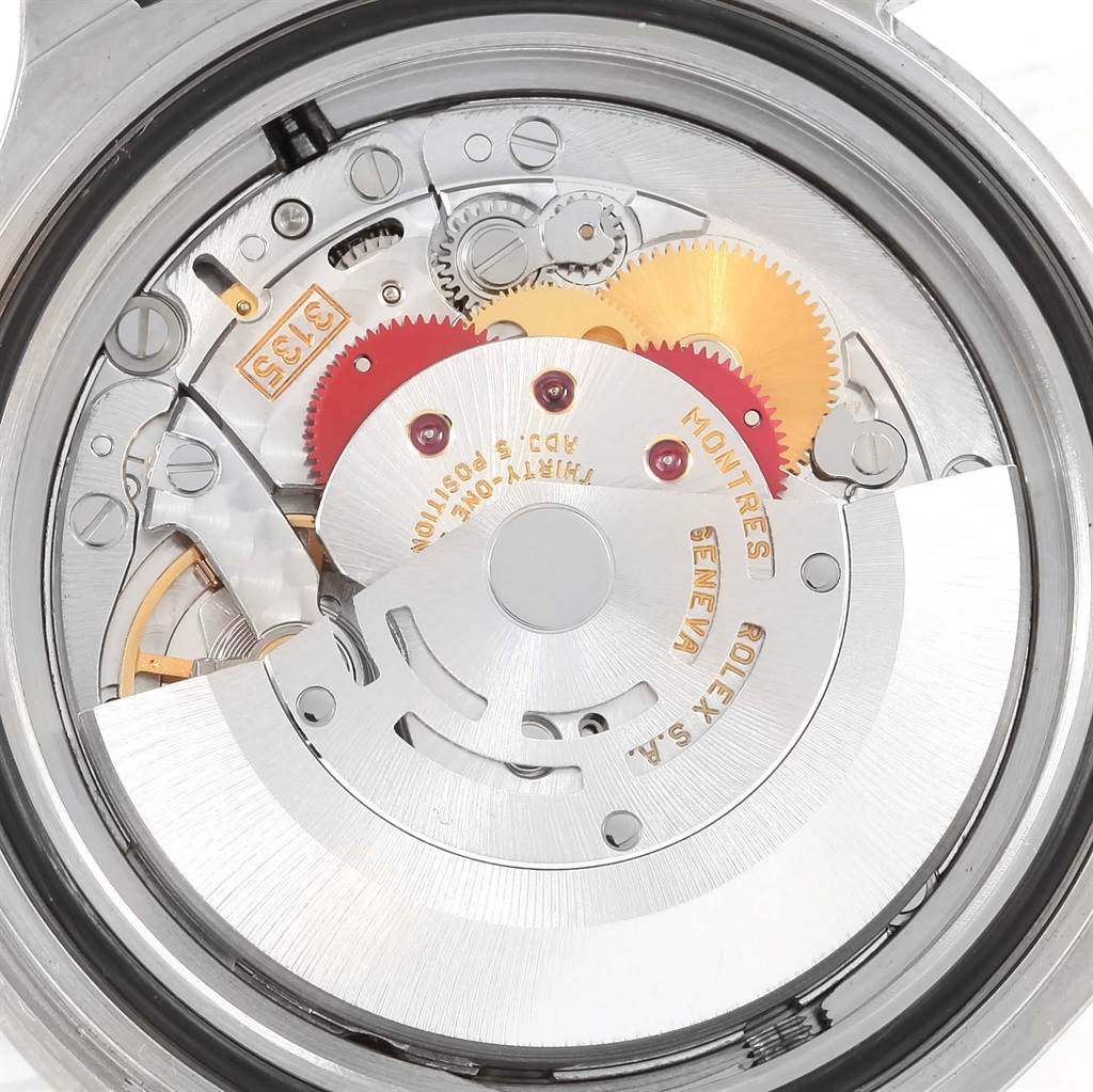 This image shows the interior mechanism of a Rolex Sea-Dweller 16600 Men
s Stainless Steel Black Dial 16600 Men
s Stainless Steel Black Dial watch, highlighting gears and the rotor.