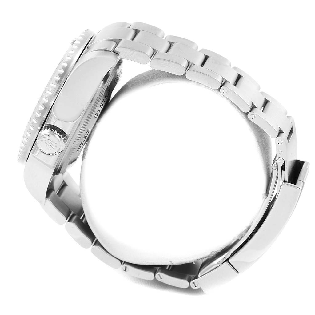 The image shows a side view of the Rolex Sea-Dweller 116660 Men's Stainless Steel Black Dial 116660 Men's Stainless Steel Black Dial, highlighting the watch's case, crown, and bracelet.