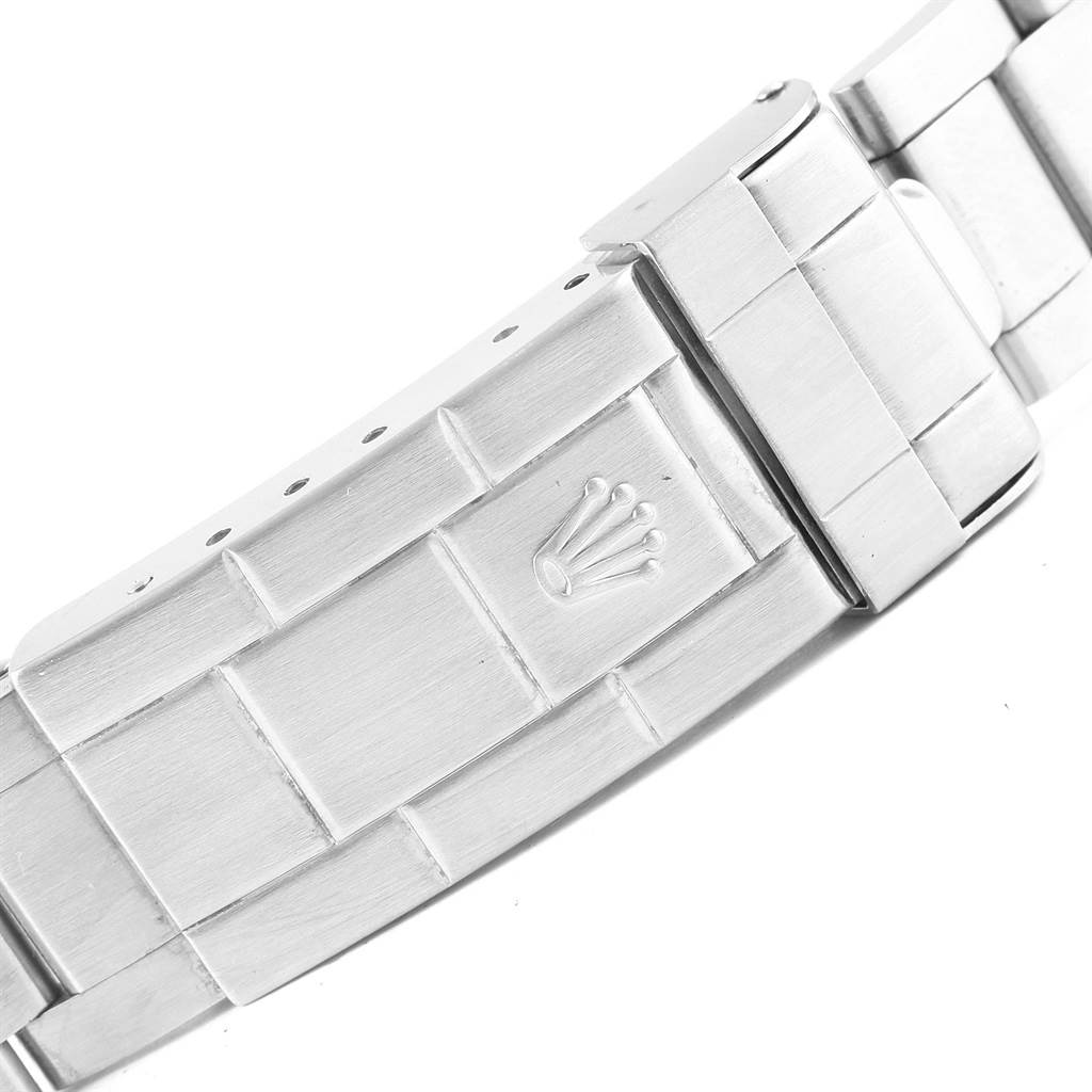 The image shows a close-up of the clasp on the bracelet of a Rolex Sea-Dweller 16600 Men
s Stainless Steel Black Dial 16600 Men
s Stainless Steel Black Dial watch.