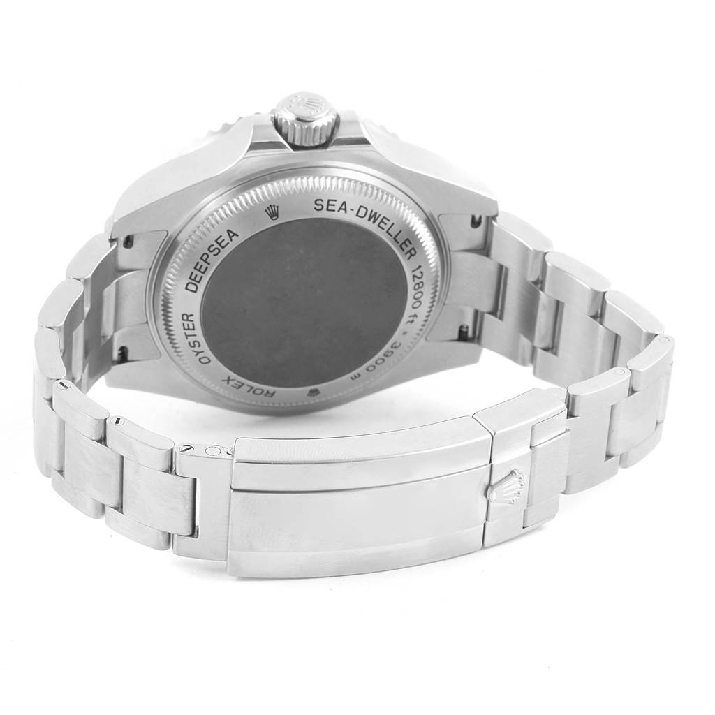 The image shows the back case and bracelet of a Rolex Sea-Dweller 116660 Men's Stainless Steel Blue Dial 116660 Men's Stainless Steel Blue Dial watch at an angled view.