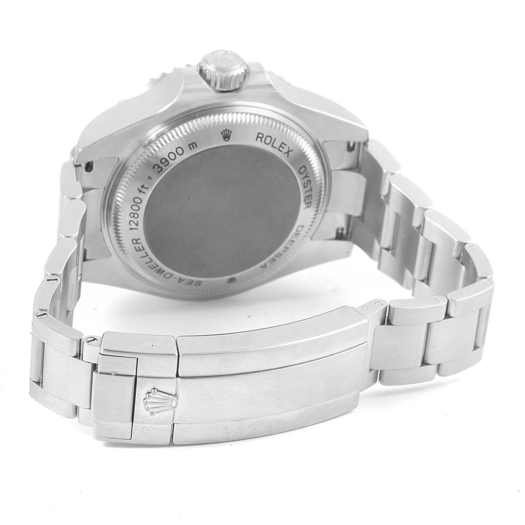 The image shows the back and clasp of the Rolex Sea-Dweller 116660 Men's Stainless Steel Blue Dial 116660 Men's Stainless Steel Blue Dial watch, focusing on the case back and metal bracelet.