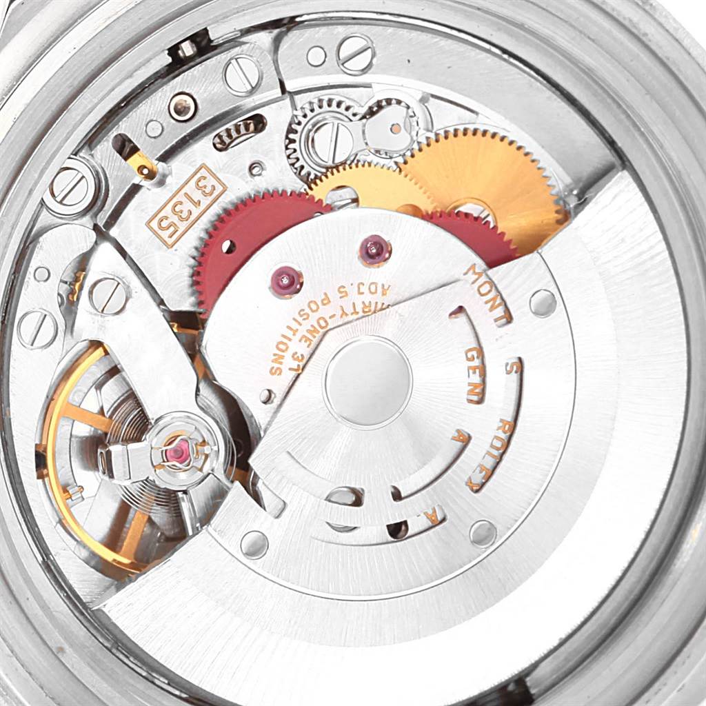 This image shows the inner mechanical workings of the Rolex Sea-Dweller 16600 Men
s Stainless Steel Black Dial 16600 Men
s Stainless Steel Black Dial watch from a close-up back angle.