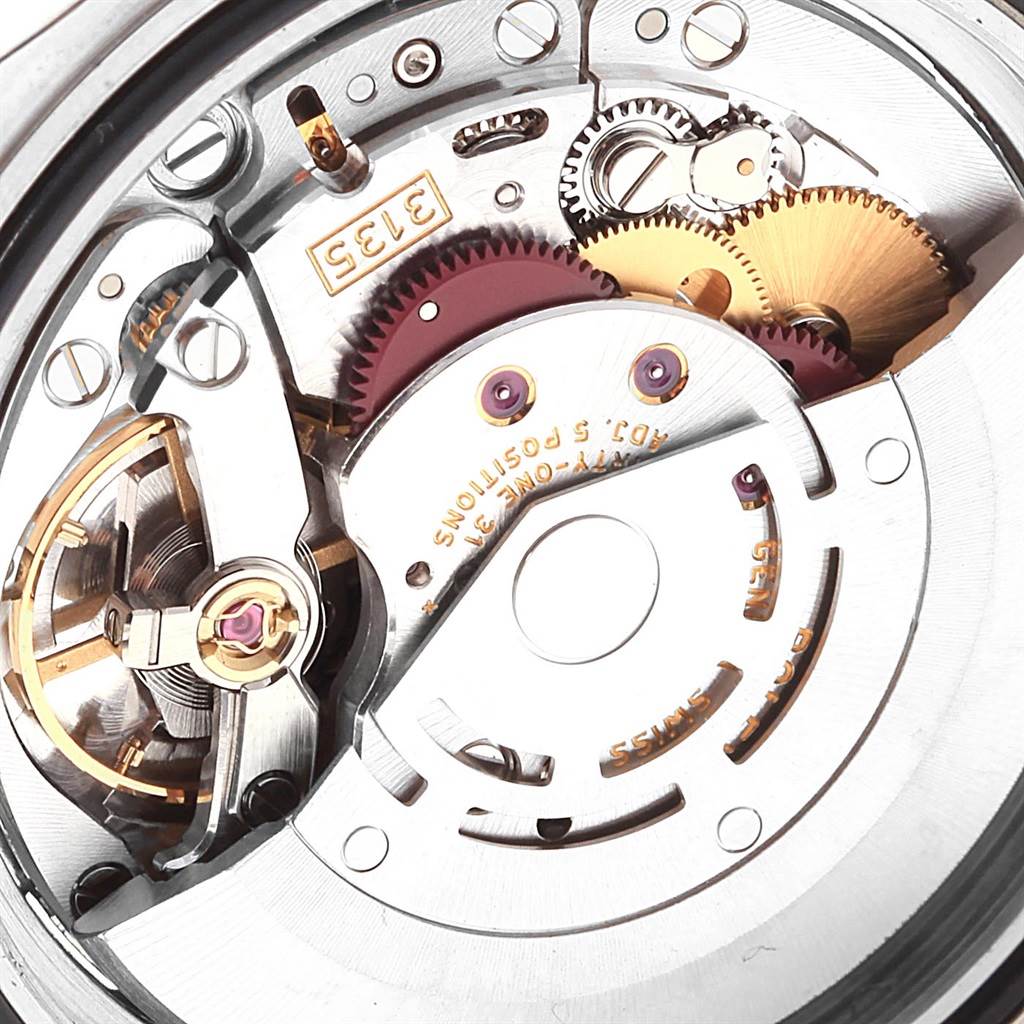 This image shows the detailed view of the movement mechanism of a Rolex Sea-Dweller 16600 Men
s Stainless Steel Black Dial 16600 Men
s Stainless Steel Black Dial watch.