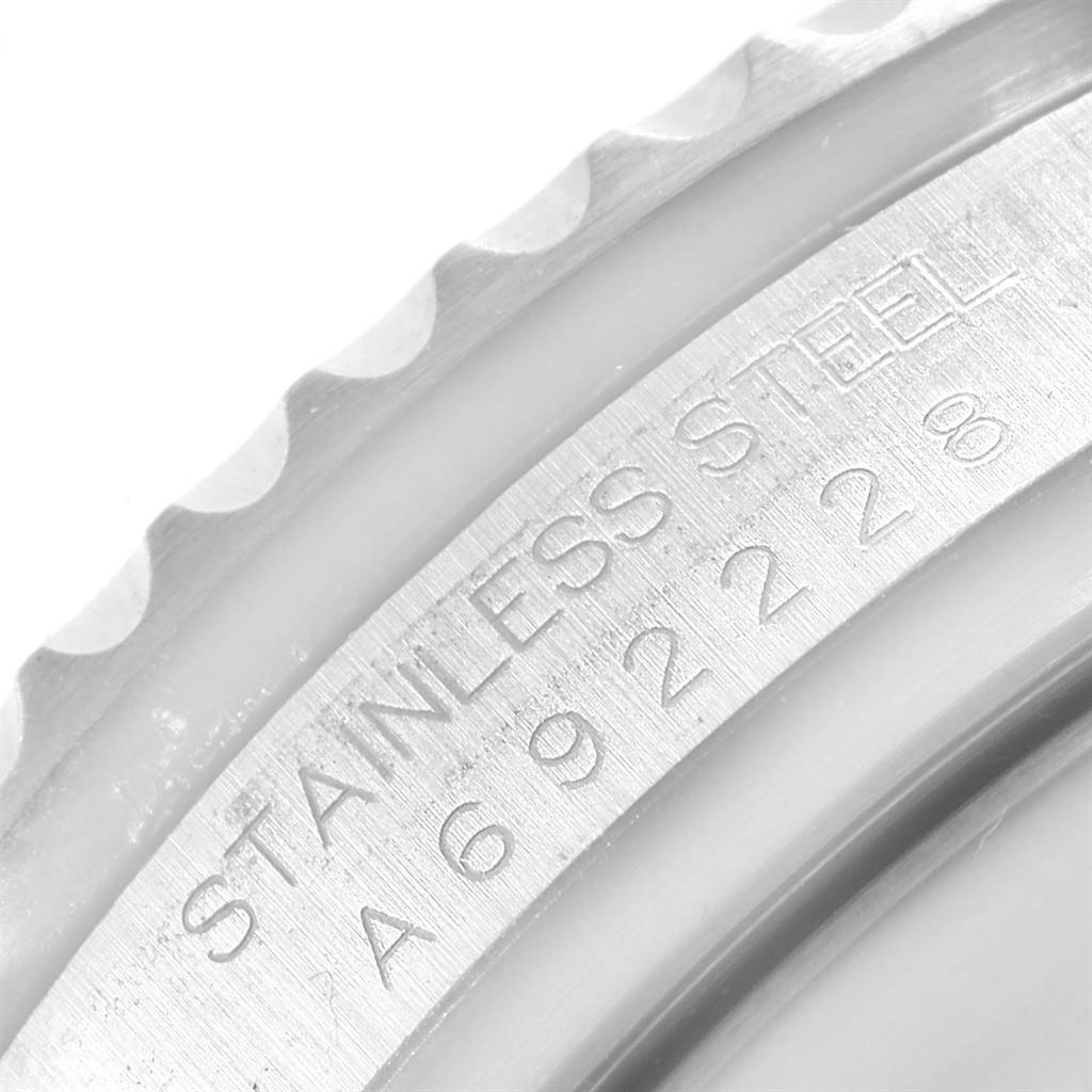 This image shows a close-up of the stainless steel case with engraved markings on the Rolex Sea-Dweller 16600 Men
s Stainless Steel Black Dial 16600 Men
s Stainless Steel Black Dial watch.