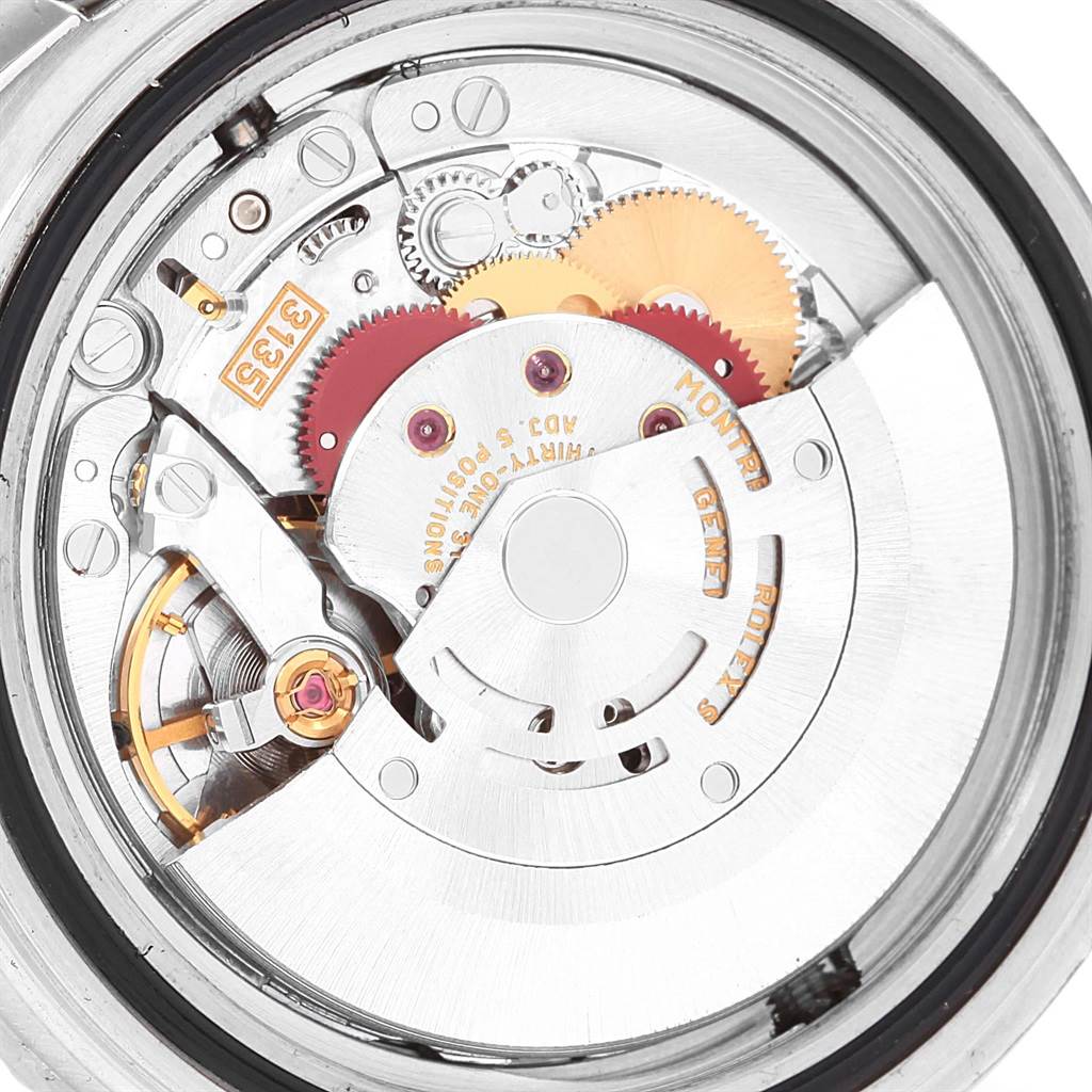 The image shows the internal mechanism of a Rolex Sea-Dweller 16600 Men
s Stainless Steel Black Dial 16600 Men
s Stainless Steel Black Dial watch, viewed from the back.