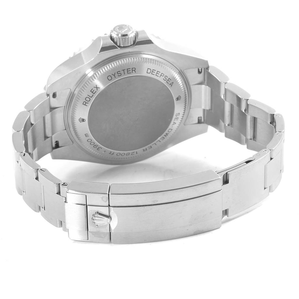 This image shows the back case and clasp of the Rolex Sea-Dweller 116660 Men
s Stainless Steel Black Dial 116660 Men
s Stainless Steel Black Dial watch.