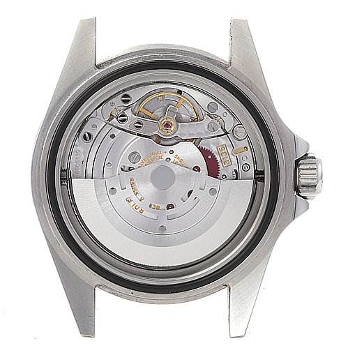 This image shows the back view of a Rolex Sea-Dweller 16600 Men's Stainless Steel Black Dial 16600 Men's Stainless Steel Black Dial watch, revealing the intricate inner mechanical components and movement.