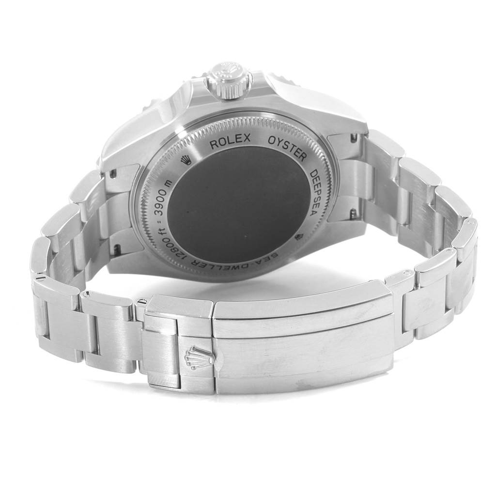 The image shows the back and clasp of a Rolex Sea-Dweller 116660 Men's Stainless Steel Black Dial 116660 Men's Stainless Steel Black Dial watch, highlighting the case back and bracelet.