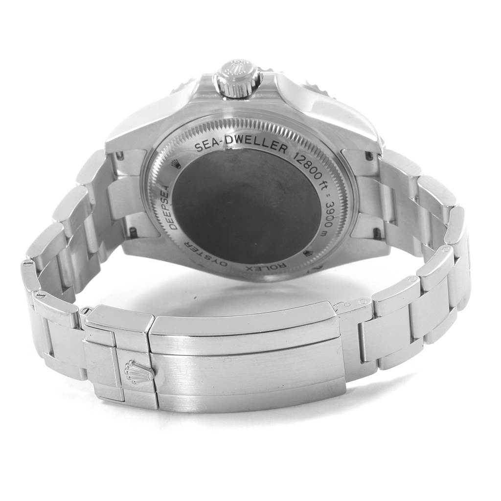 The image shows the backside and bracelet of a Rolex Sea-Dweller 116660 Men
s Stainless Steel Black Dial 116660 Men
s Stainless Steel Black Dial watch.