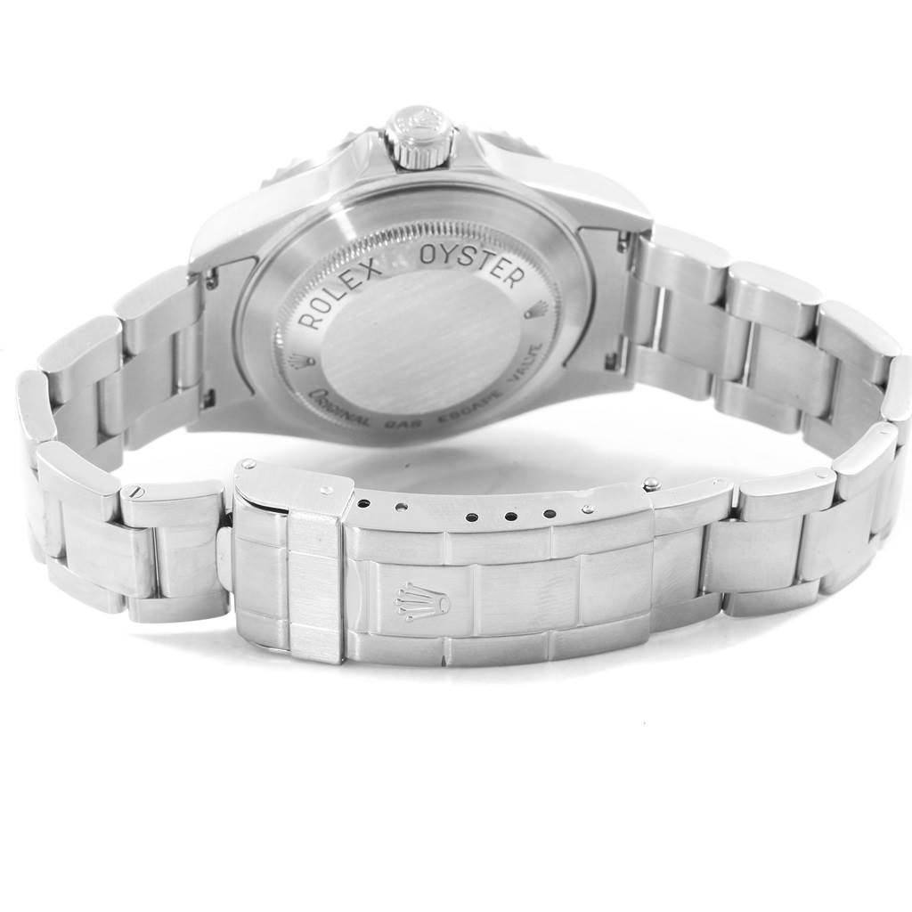 This image shows the back and bracelet of a Rolex Sea-Dweller 16600 Men
s Stainless Steel Black Dial 16600 Men
s Stainless Steel Black Dial watch with an open deployant clasp.