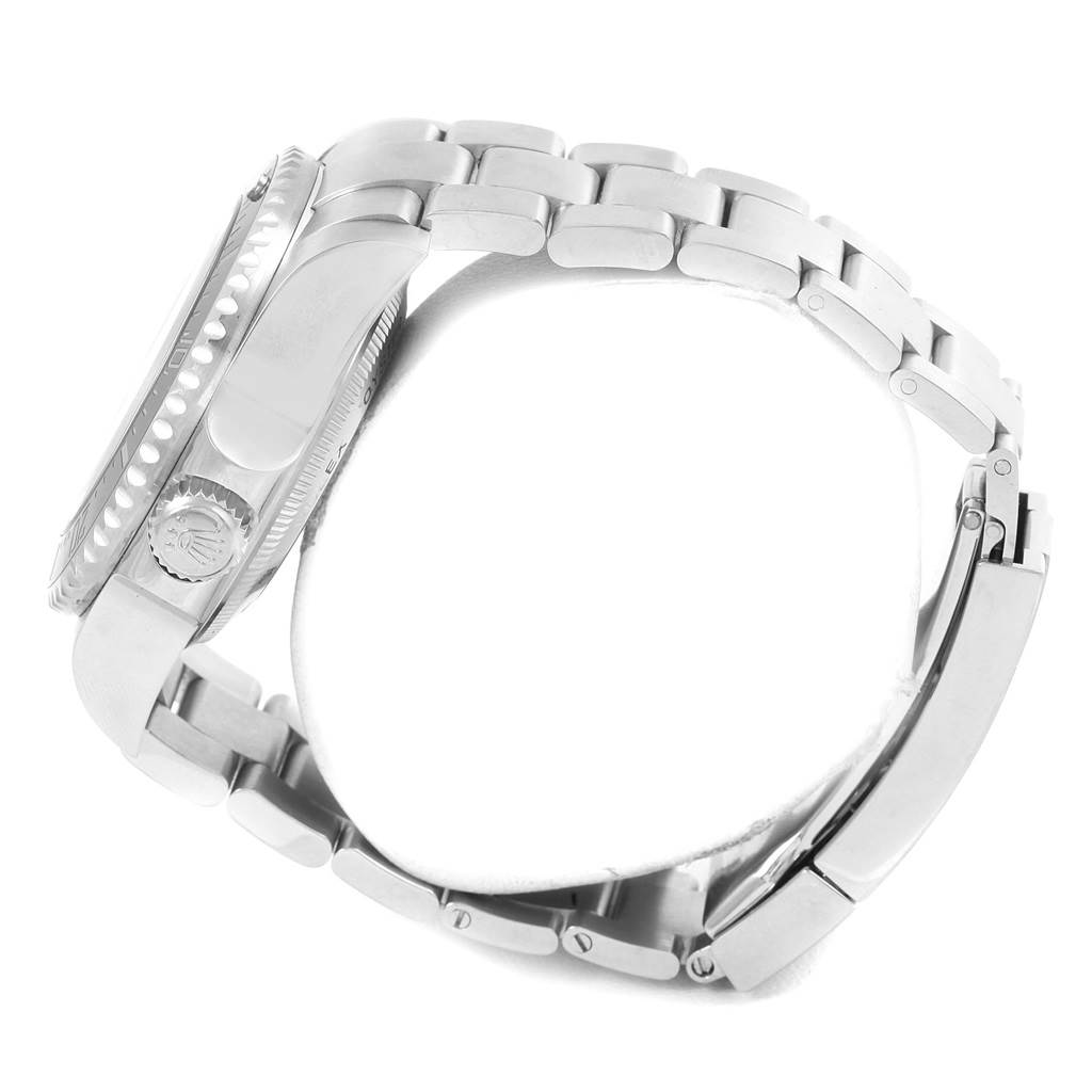 The image shows a side view of the Rolex Sea-Dweller 116660 Men's Stainless Steel Blue Dial 116660 Men's Stainless Steel Blue Dial watch, focusing on its bracelet, clasp, and crown.