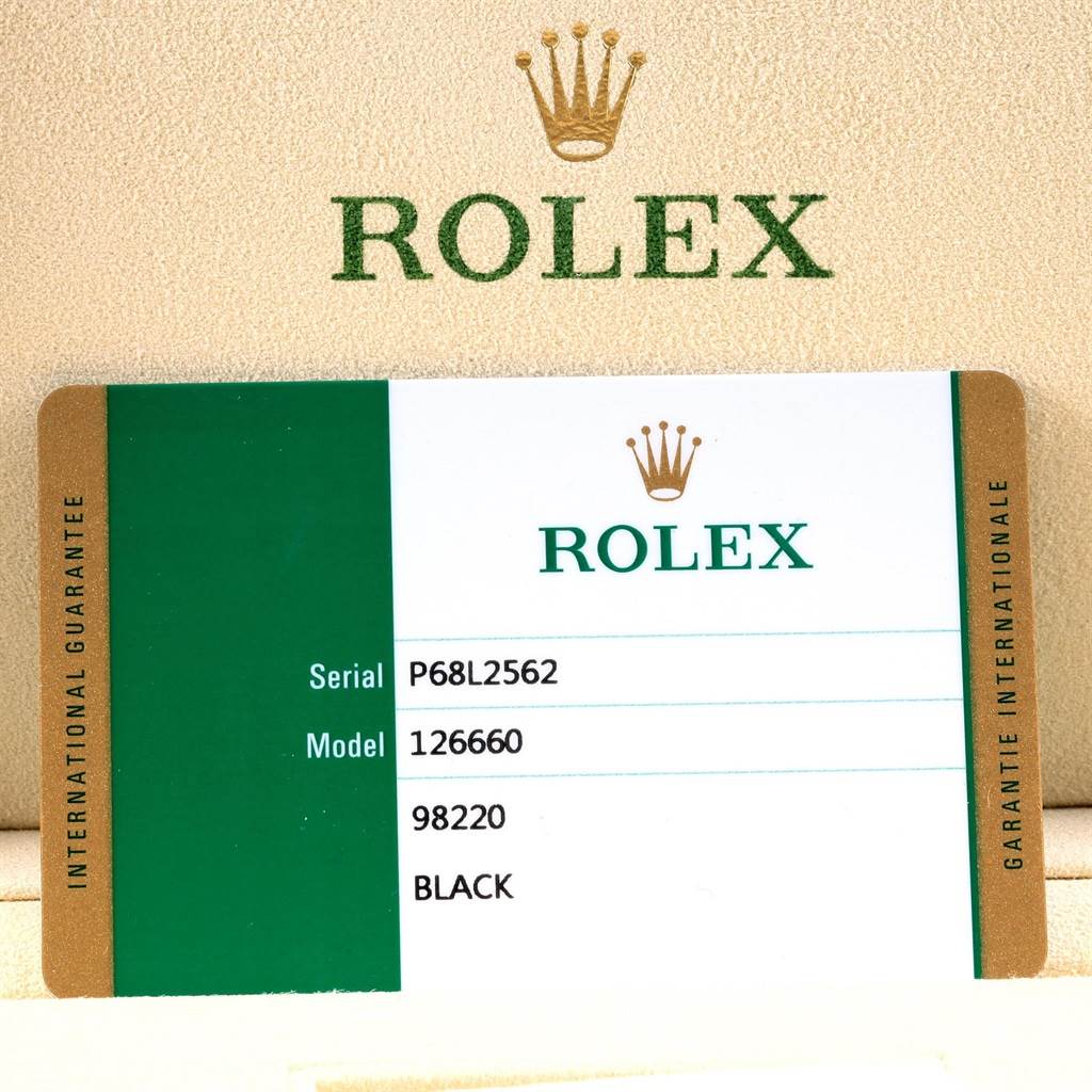 The image shows the warranty card for a Sea-Dweller model by Rolex, serial number P68L2562.