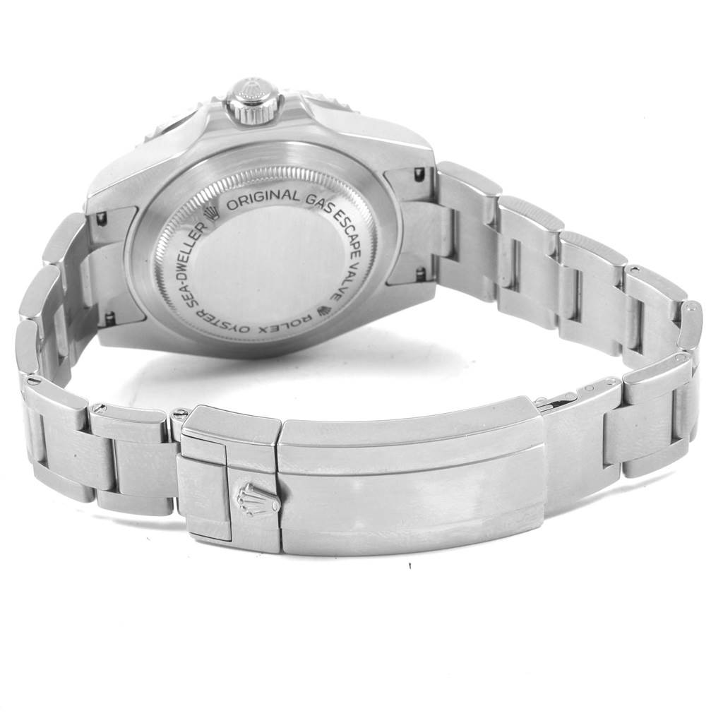 The image shows the back case and bracelet of a Rolex Sea-Dweller 116600 Men
s Stainless Steel Black Dial 116600 Men
s Stainless Steel Black Dial watch.