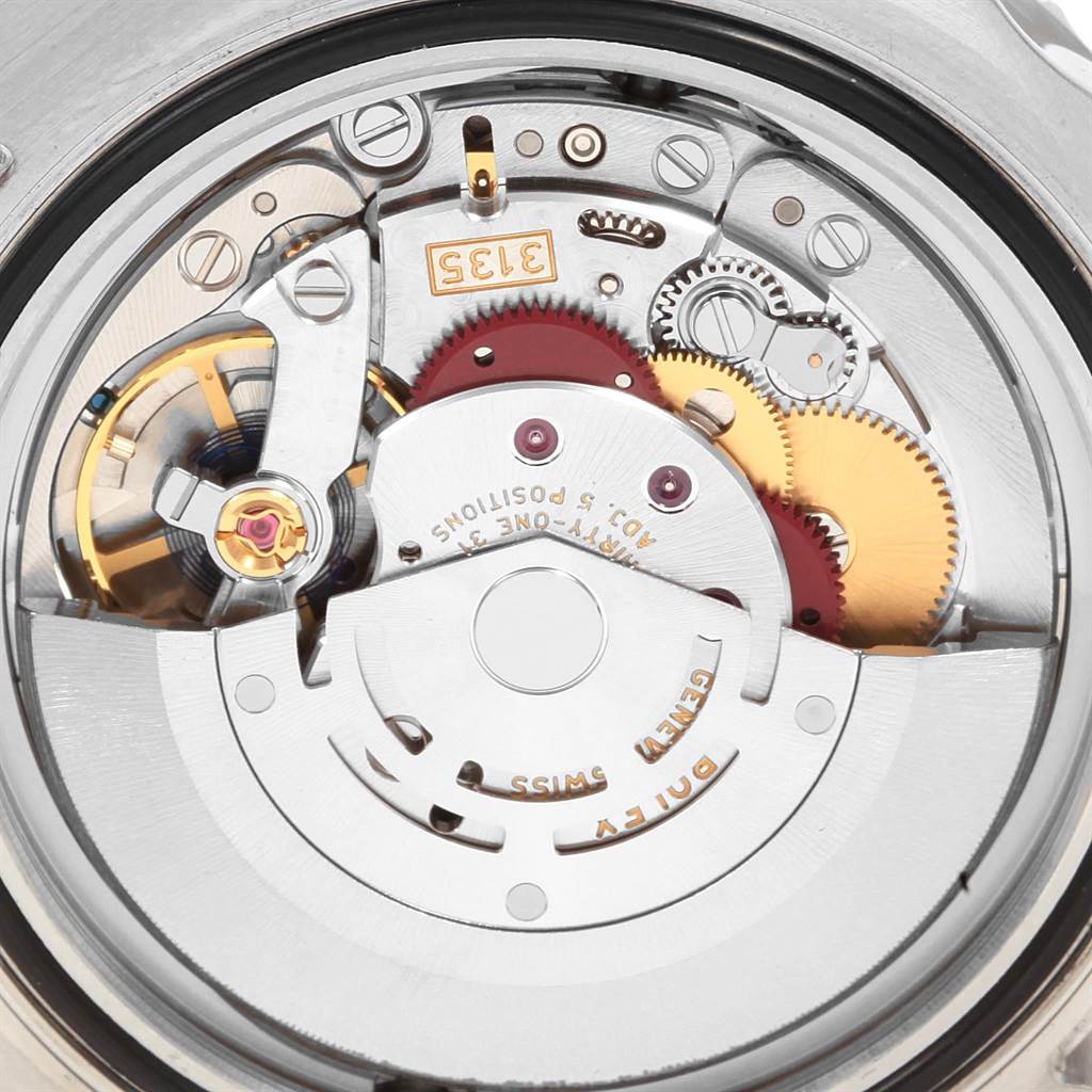 This image shows the internal movement mechanism of a Rolex Sea-Dweller 116600 Men
s Stainless Steel Black Dial 116600 Men
s Stainless Steel Black Dial watch from a close-up angle.