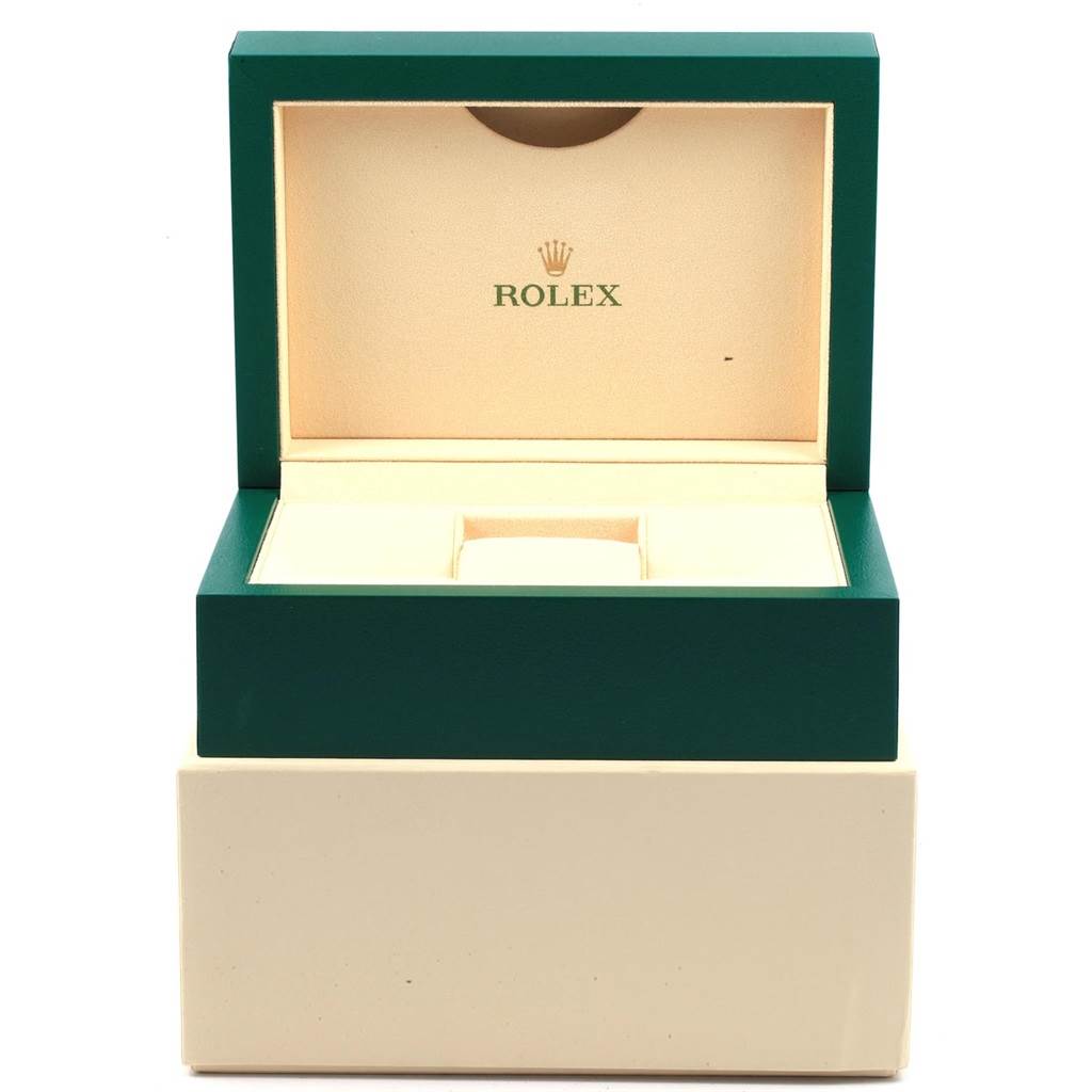 This is an open Rolex watch box for the Sea-Dweller model, showing the interior cushion and the brand logo.