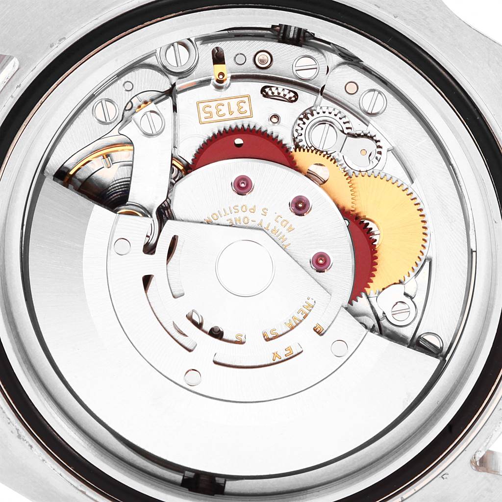 The image shows the inner mechanical components of a Rolex Sea-Dweller 116600 Men
s Stainless Steel Black Dial 116600 Men
s Stainless Steel Black Dial watch.