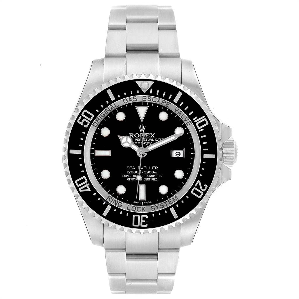 The image shows the front view of the Rolex Sea-Dweller 116660 Men
s Stainless Steel Black Dial 116660 Men
s Stainless Steel Black Dial, displaying the face, bezel, and bracelet.