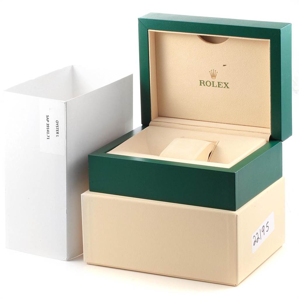 The image shows the open box for a Rolex Sea-Dweller 116660 Men
s Stainless Steel Black Dial 116660 Men
s Stainless Steel Black Dial watch, displaying the inner cushion and branded logo.