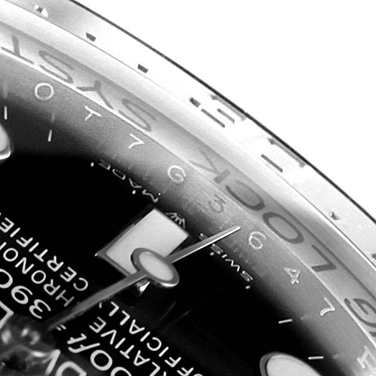 The image shows a close-up, angled view of the dial and bezel of the Rolex Sea-Dweller 126660 Men
s Stainless Steel Blue Dial 126660 Men
s Stainless Steel Blue Dial model watch.