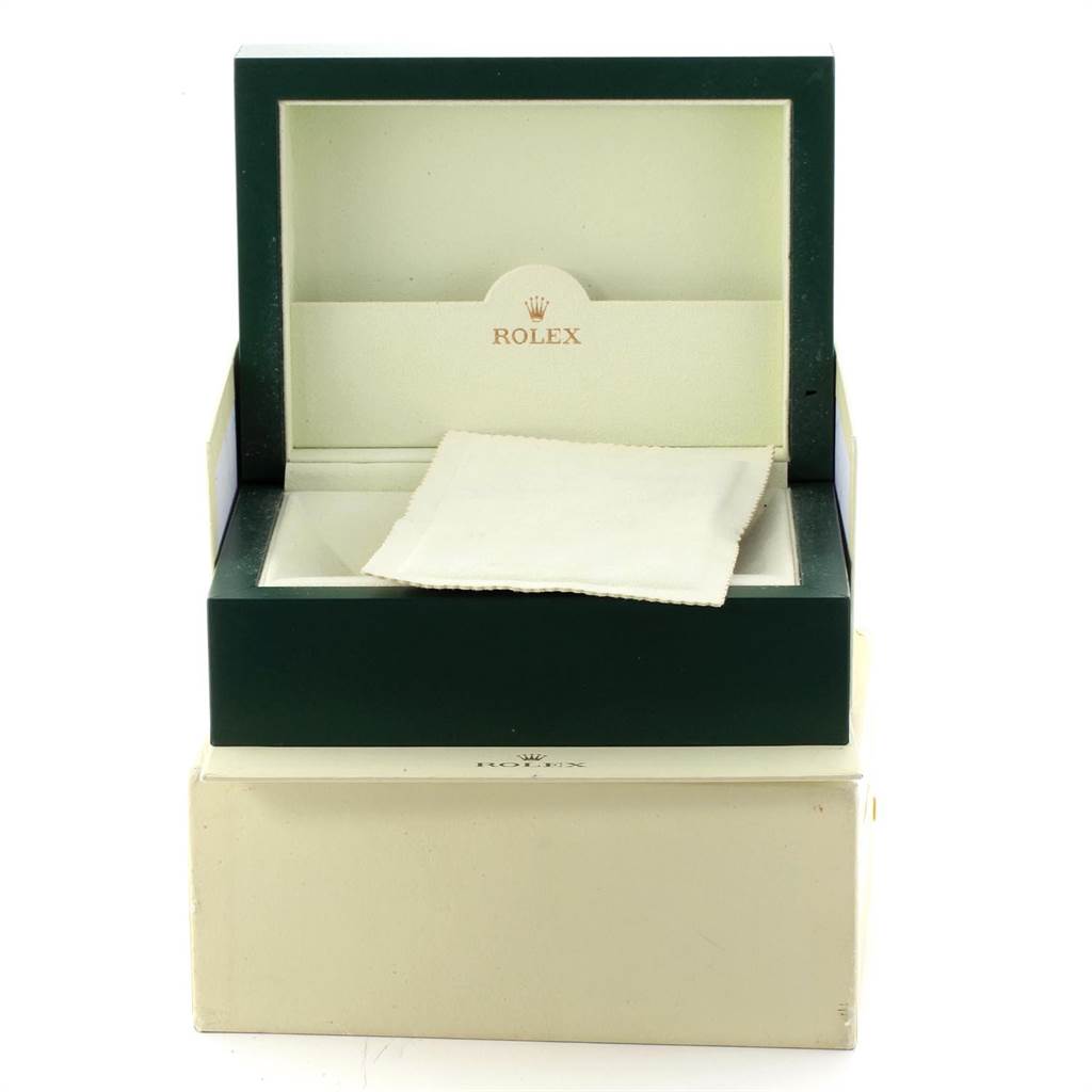 The image shows a Rolex Sea-Dweller 116660 Men
s Stainless Steel Black Dial 116660 Men
s Stainless Steel Black Dial watch box, open with a cloth placed inside, viewed from the front.