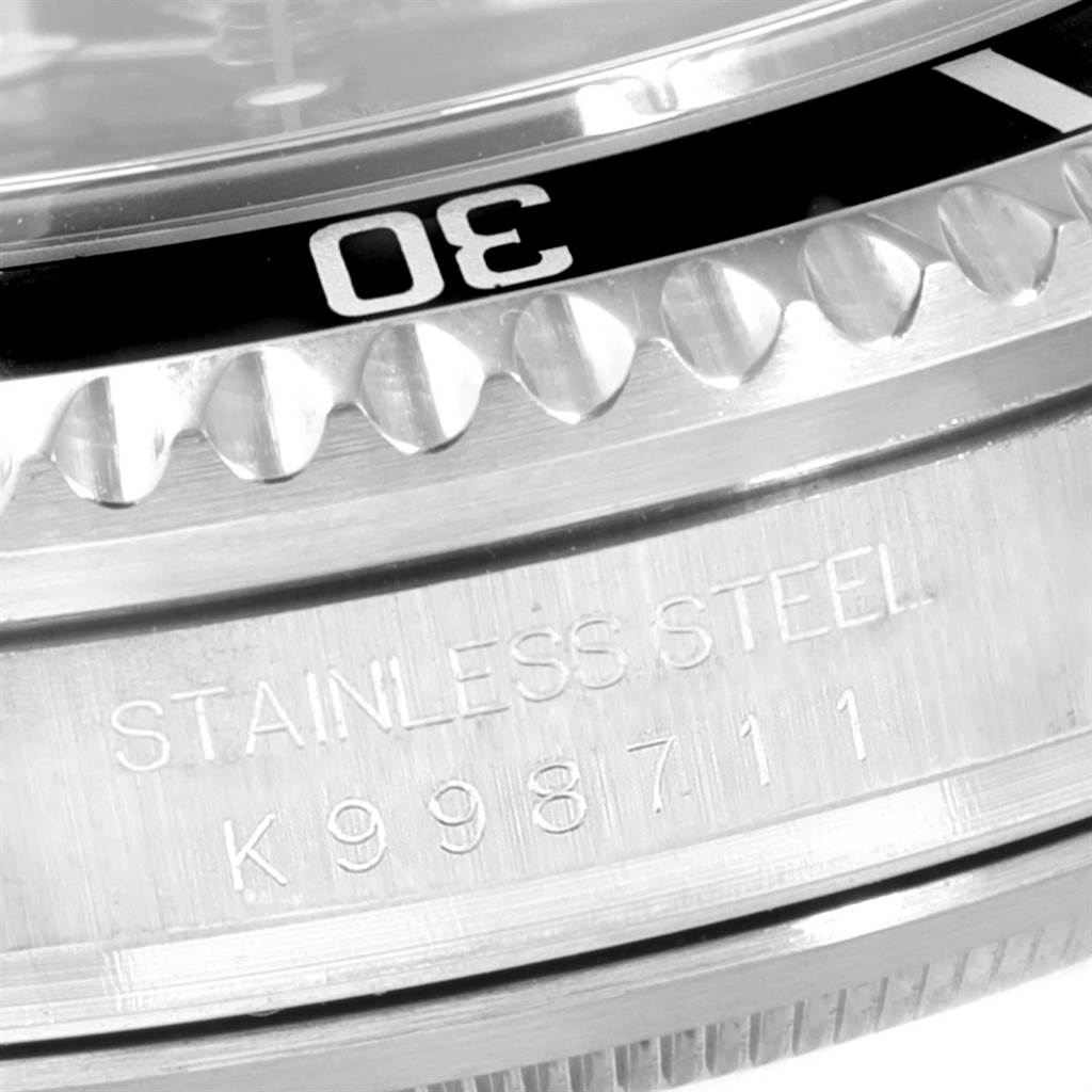 The image shows a close-up of the bezel and stainless steel case of the Rolex Sea-Dweller 16600 Men
s Stainless Steel Black Dial 16600 Men
s Stainless Steel Black Dial watch.