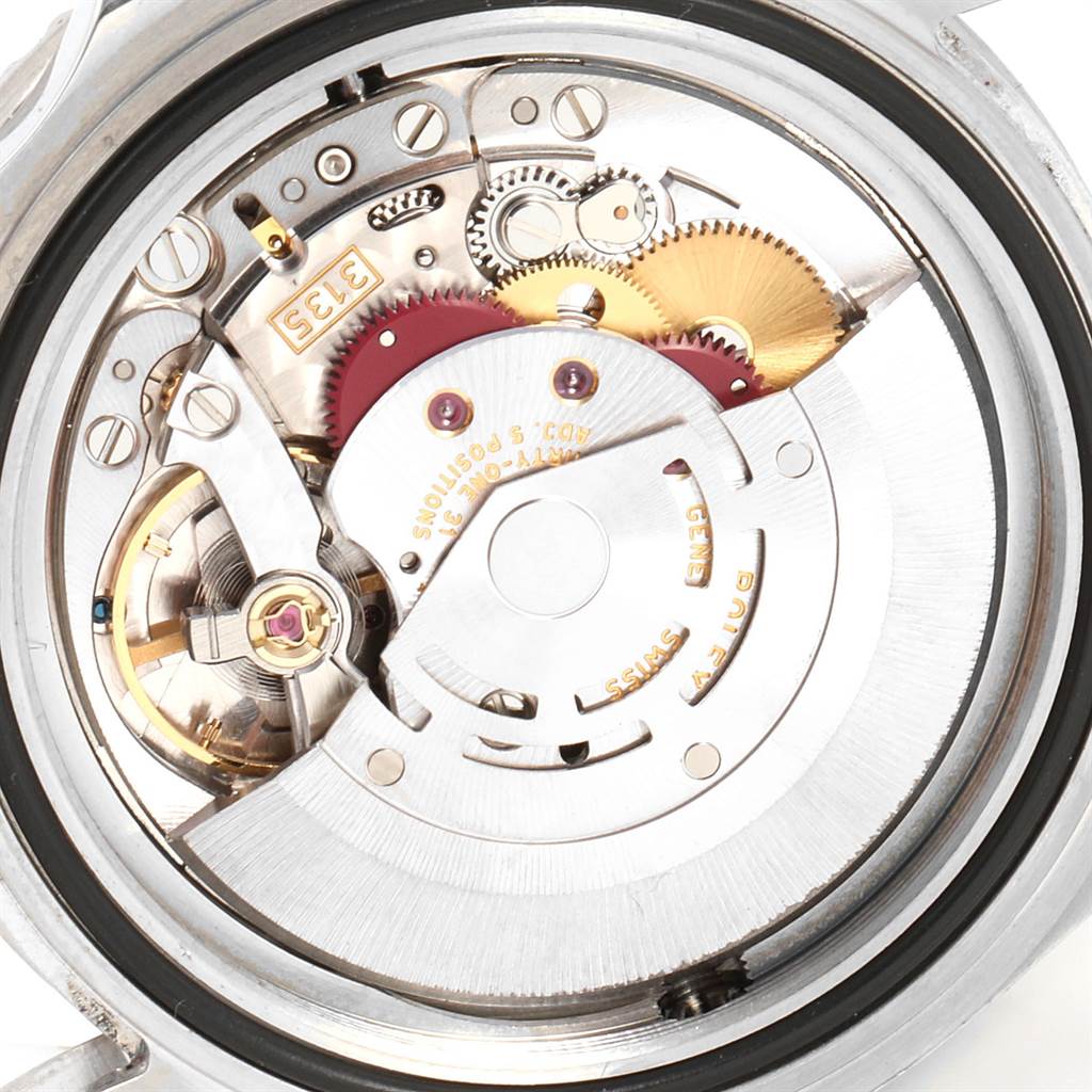 This is an image of the internal mechanism of a Rolex Sea-Dweller 16600 Men
s Stainless Steel Black Dial 16600 Men
s Stainless Steel Black Dial watch, showing gears and components from the back.