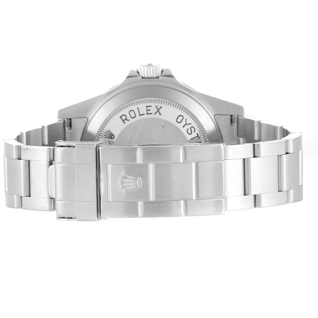 The image shows the back and bracelet of a Rolex Sea-Dweller 16600 Men
s Stainless Steel Black Dial 16600 Men
s Stainless Steel Black Dial watch from a rear angle.